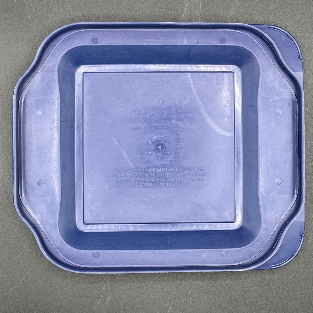 Pyrex 222 Clear Glass 8 Inch Square Baking Dish with Blue Plastic Lid 222-PC - Picture 6 of 8